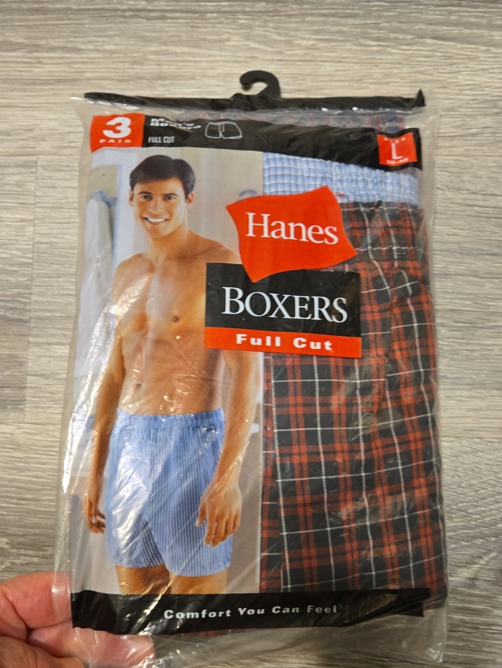 NIP Hanes Mens Plaid Cotton Blend Boxers Sz L
